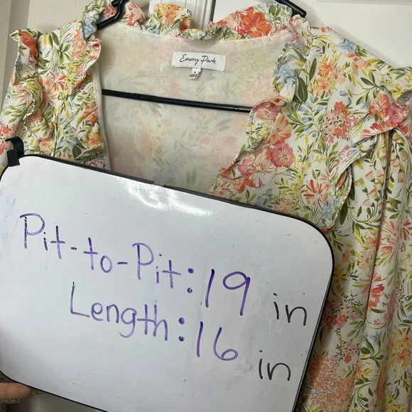 Emory Park Floral Ruffle Tie Front Cropped Blouse Large - Picture 10 of 10